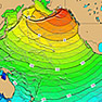 Map of estimated travel times for the 1964 Alaska tsunami